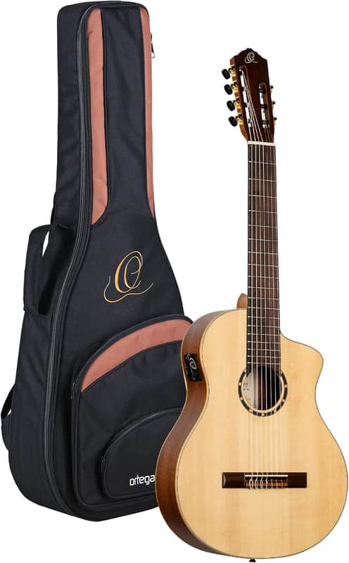 Ortega RCE133-7 Pro Solid Spruce Top Nato Neck Nylon 7-String Classical Acoustic-Electric Guitar w/Gig Bag image 1