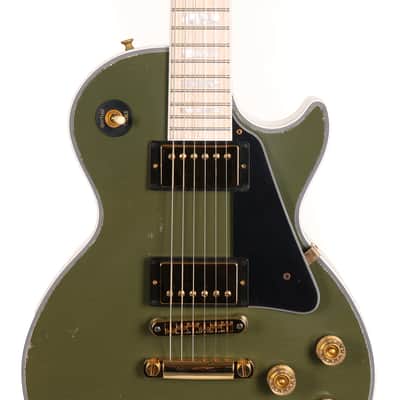 Gibson Custom Shop Les Paul Custom Made 2 Measure Olive Drab Maple Neck Murphy Lab Light Aged image 4