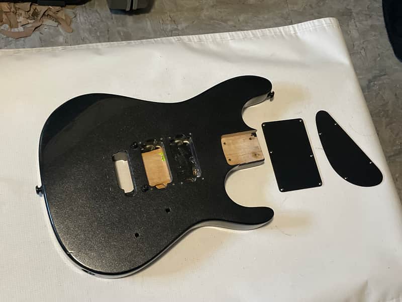 2020 Indonesian Kramer Nightswan Metallic Jet Black Guitar Body Floyd Ready 24.75" image 1