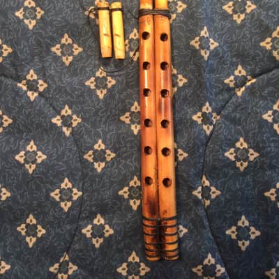 No Brand Arabic Mijwiz Double Folk Clarinet - Natural Cane and Bamboo (heat treated and polished with its own oils) 1990s - Natural Cane and Bamboo (heat treated and polished with its own oils) image 2