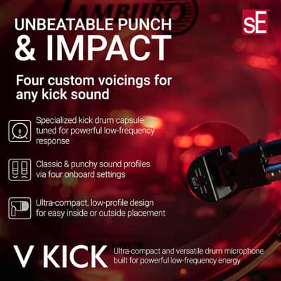 SE ELECTRONICS V Kick Drum Mic - Compact Dynamic Supercardioid Drum Microphone for Kicks with 4 Sound Settings & Adjustable Swivel Mount for Precise Positioning - Perfect for Studio & Live Use (Black) image 2