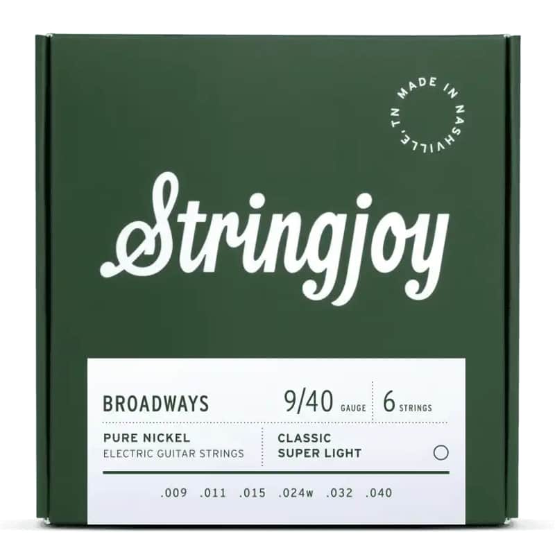 Stringjoy Broadways Pure Nickel Electric Guitar Strings | 9-40 (Classic Super Light) image 1