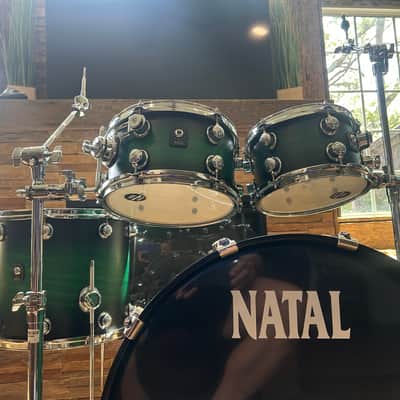 Natal Cafe Racer drum set satin green burst image 2