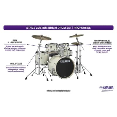 Yamaha Stage Custom Birch 5pc Drum Set w/20" BD Classic White image 3