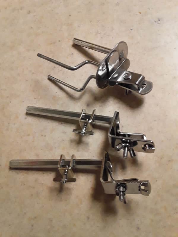 Chrome Percussion Accessories Mounts Bundled Lot - Hoop Style Clamps image 1