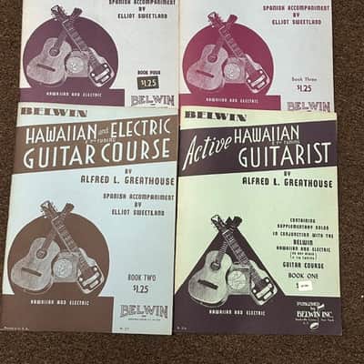 Used Vintage Retro Old Belwin Set of 4 different music books Hawaiian & Electric Guitar Course Books image 1