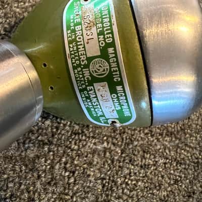 Shure 520SL Microphone Green Bullet on s-36 Stand with Squeeze on off switch 1950’s - Green image 5