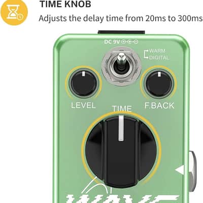 Wave Delay Pedal for Electric Guitar, Digital & Analog Warm Delay 2 Modes Guitar Effect Pedal for Pedalboards True Bypass image 3
