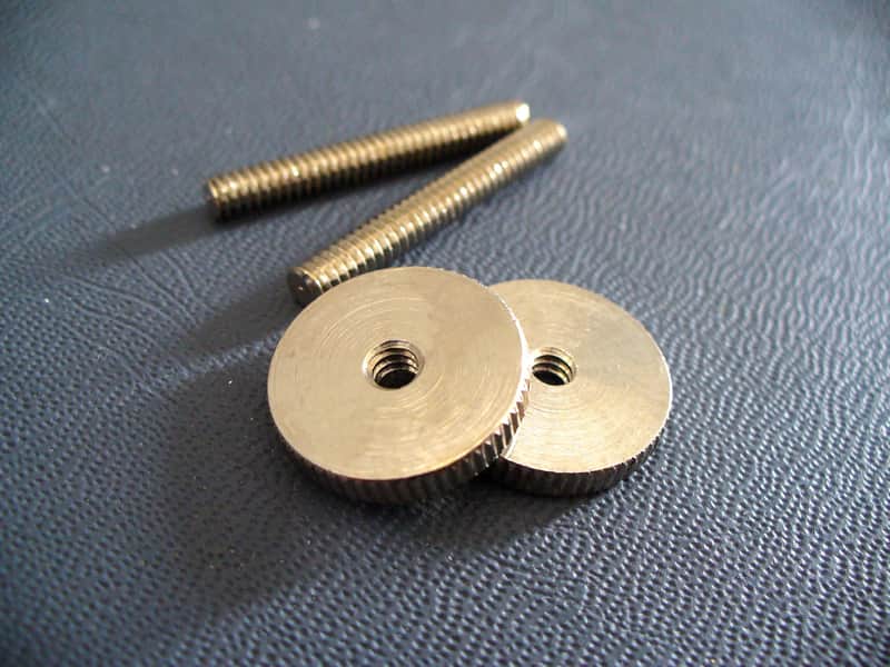 Gibson BASS MOD soft brass thumbwheels and posts for vintage ABR-1 bridge Les Paul Royal Mount 2026 - Nickel image 1