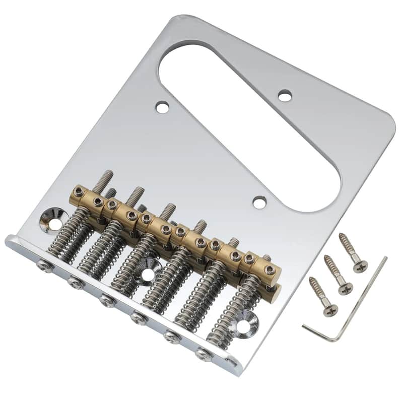 Brio Pro Modern Tele Bridge — 54 mm (2-1/8") • 6 Brass Barrel Saddles • Dual-Load Chrome image 1