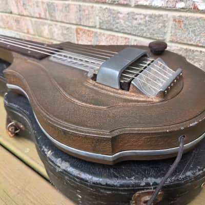 Vintage 1936 Supertone (Harmomy) 2290 "Golden Jubilee" Metal Body Lap Steel Guitar w/ Original Hardshell Case! image 4