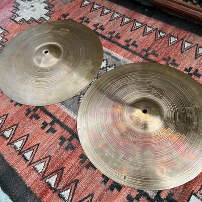 Vintage 1979 Paiste 2002 15" Heavy Black Label Hi-Hats Cymbals 1979 Made In Switzerland '70s image 2