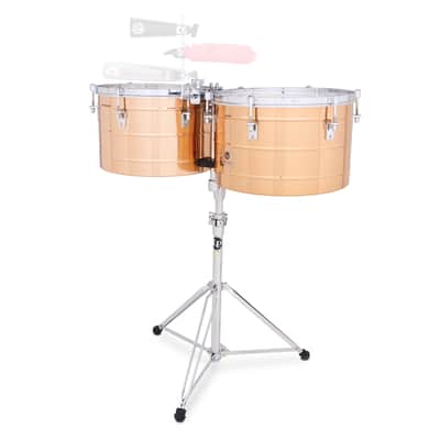 Latin Percussion LP257-B Tito Puente Timbales - 14 & 15 Inch Solid Brass Timbale Set With Stand