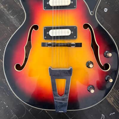 Unbranded MIJ 12-String Semi-Hollow Electric 1960s-70s Sunburst - Japan image 8