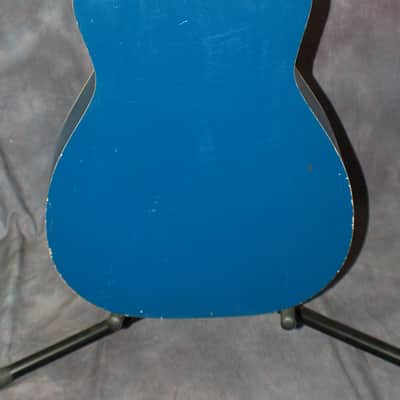 1955 Stella Harmony Sundale Pacific Blue White Pro Neck Reset Plays Great Softshell Case image 9