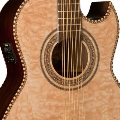 Oscar Schmidt OH32SEQN Quilt Maple Top Okoume Neck 10-String Acoustic-Electric Bajo Quinto w/Deluxe Gig Bag image 5