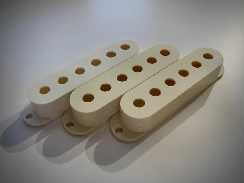 Fender Stratocaster Pickup Covers (3) Authentic Vintage Part Circa 1981-1991 Creme Plastic image 1
