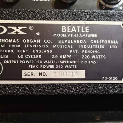 Vox Beatle 1960's Beatle V1143 Head and V4141 Cabinet with Trolley Super image 1