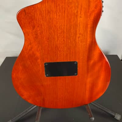 Ortega Tourplayer Thinline Acoustic-Electric Classical Guitar, Flamed Maple Top, Blue image 8
