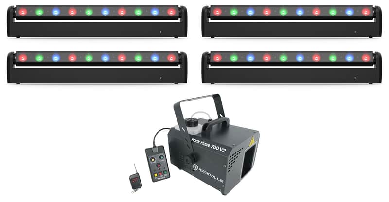 (4) Chauvet DJ COLORband PiX-M ILS RGB LED Moving Strip Effect Wash Lights+Hazer image 1