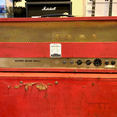 Marshall JMP 1992 Super Bass 100 Watts 1969 & Cabinet 1935 Red Half-Stack image 9