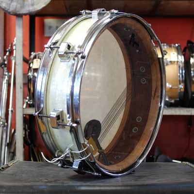1950s WFL 4x14 Snare Drum in White Marine Pearl image 5