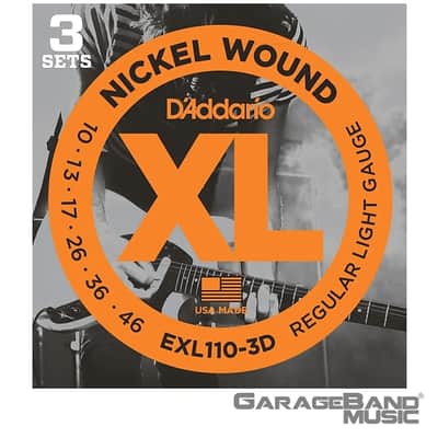 D'Addario EXL110-3D Regular Light Gauge Electric Guitar Strings 10-46, 3 PACK image 1