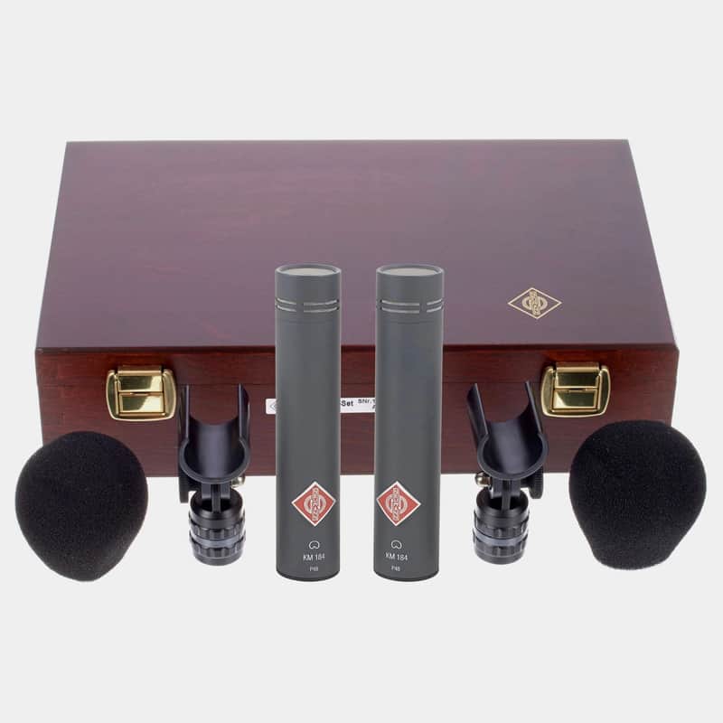 Neumann KM 184 Small Diaphragm Cardioid Condenser Microphone Matched Stereo Pair - Matte Black image 1