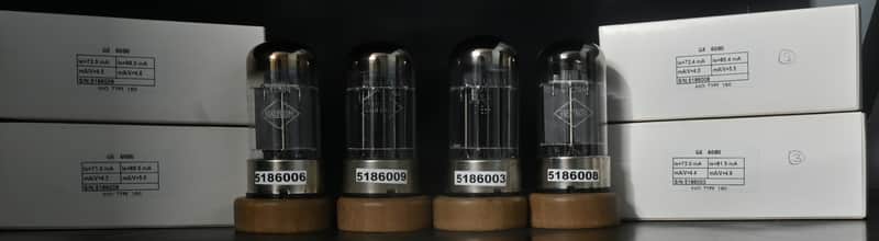 4x 1960s GE 6080 Black Plate Top Ring Getter USA Made Amplitrex Tested Tube image 1