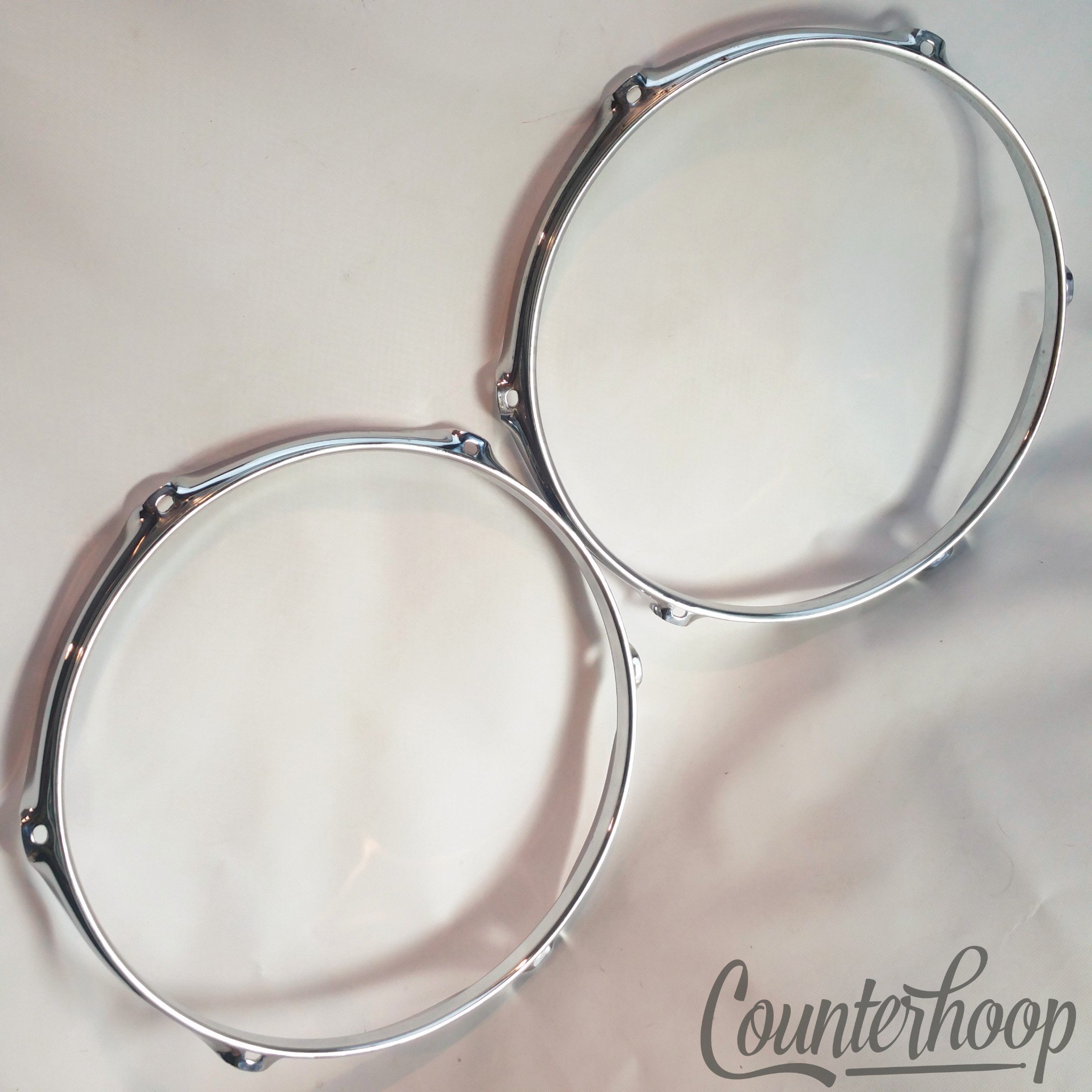 Pearl 2x 12" Tom Drum Rims/Hoops 6-Hole Batter/Resonant Triple Flange Set Lot* — main photograph