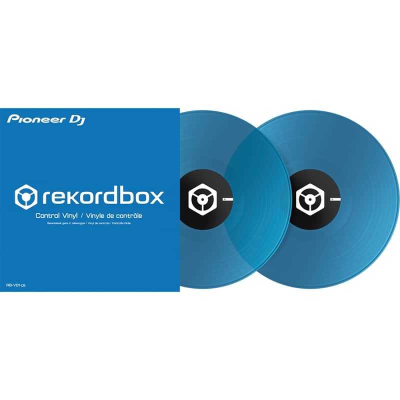 Pioneer DJ rekordbox Turntable Timecode Scratch Control Vinyl Pair CLEAR BLUE image 1