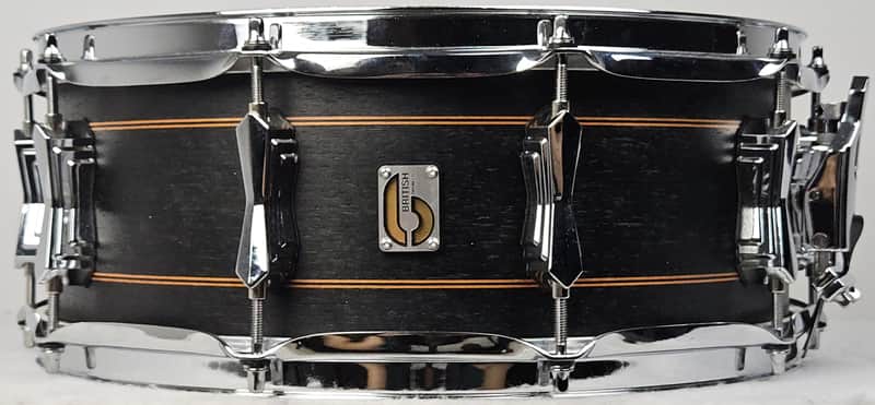 British Drum Company Merlin 14x5.5" 10-Lug Maple / Birch Snare Drum - Black Tulip Veneer