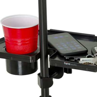 Gator GFW-MICACCTRAY Frameworks Microphone Stand Accessory Tray with Drink Holder & Guitar Pick Tab image 2