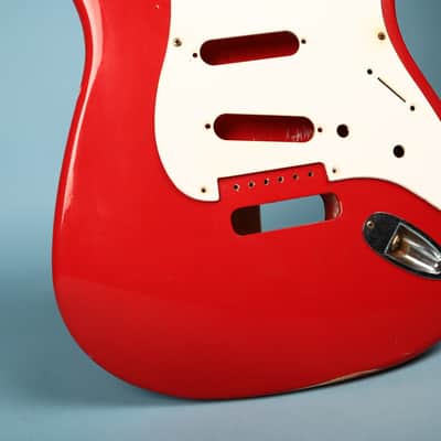1994 Squier Stratocaster Ferrari Red Guitar Body w/ Pickguard image 12