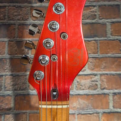 Vintage 1980s Hondo EVH Strat Copy Metallic Red/White Stripes Upgraded Tuners & Set Up image 2