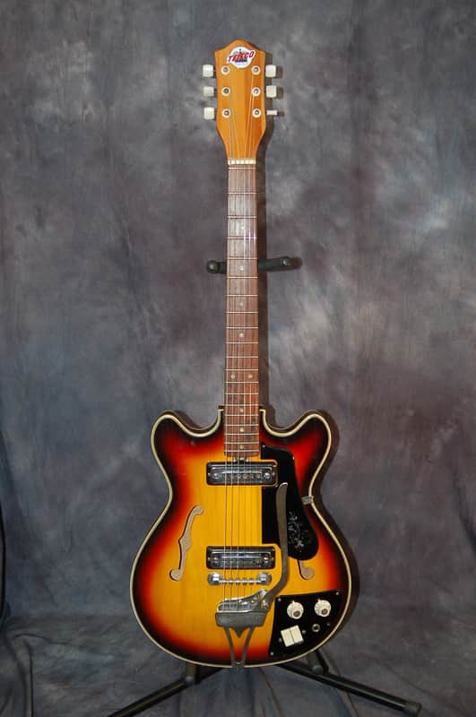 Teisco Del Rey Model EP-8T Slimline Dual Ry Cooder Style Pickups 1960's Sunburst image 1