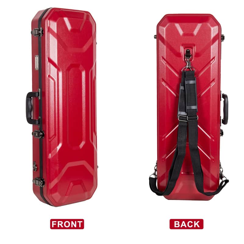 Crossrock 4/4 size Violin Case | ABS Molded Hardshell with Interior Compartment, 2 Bow Holders, Security Lock, and Detachable Straps-Red image 1