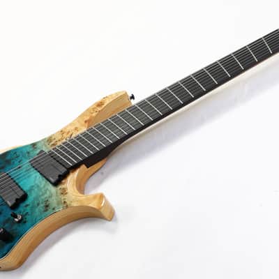 Agile 8 String Multi-Scale Fan Fret Chiral Nirvana 82730 RL MOD SS Reverse Blue Fade Headless Electric Guitar image 6