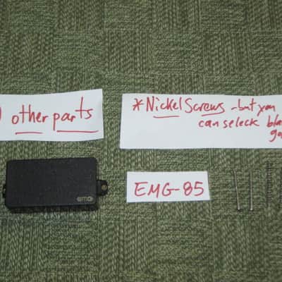 very lightly used genuine EMG 85 Active Solderless Humbucker (85-B) + screws & springs (NO other parts) from 2011, specifically: 11/07/2011 - November 7, 2011) - Black, Alnico V -- ONE pickup: for neck OR bridge position, fully functional image 1