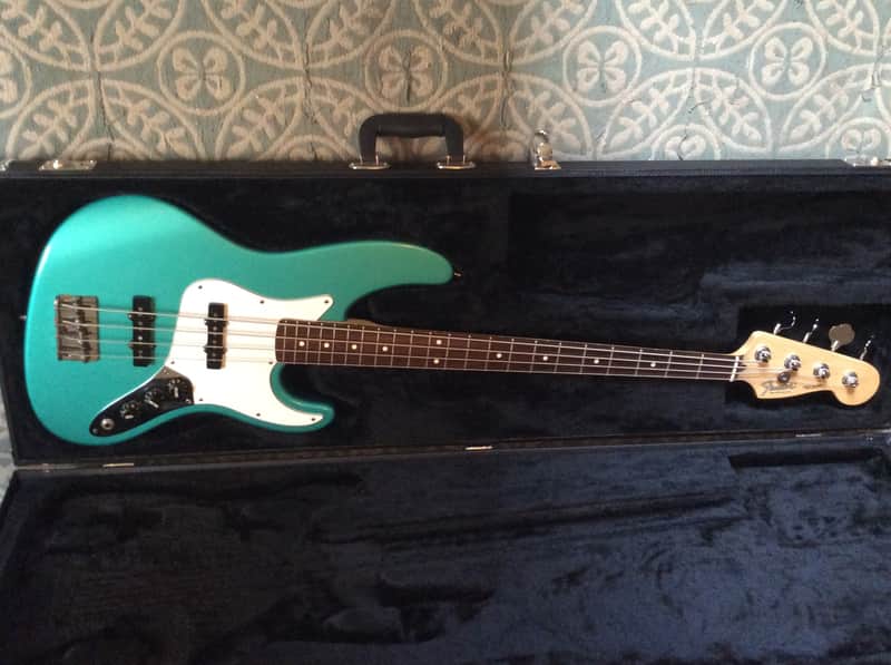 1993 Fender American Standard Longhorn Jazz Bass Metallic Caribbean Mist  With AVRI Hard Case! RARE image 1