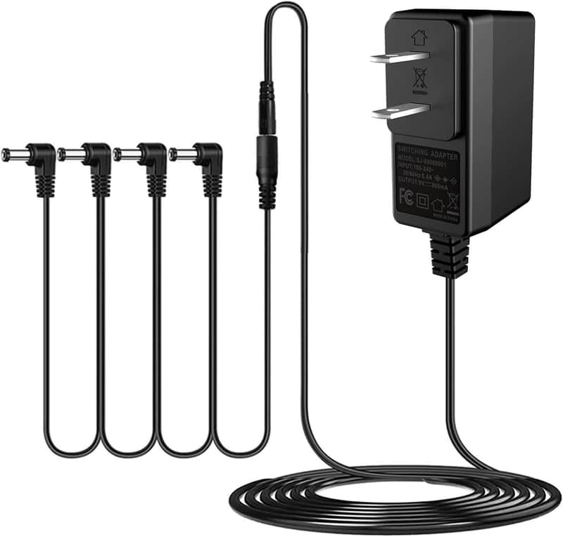 DC 9V Guitar Pedal Power Supply AC Adapter with 4 Way Daisy Chain Power Cord Cables for Pedal Keyboard Tip Negative 800mA-1A (A-P01) image 1
