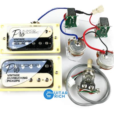 Epi ProBucker LP pickup Alnico Classic Humbucker - Zebra with wiring harness image 1
