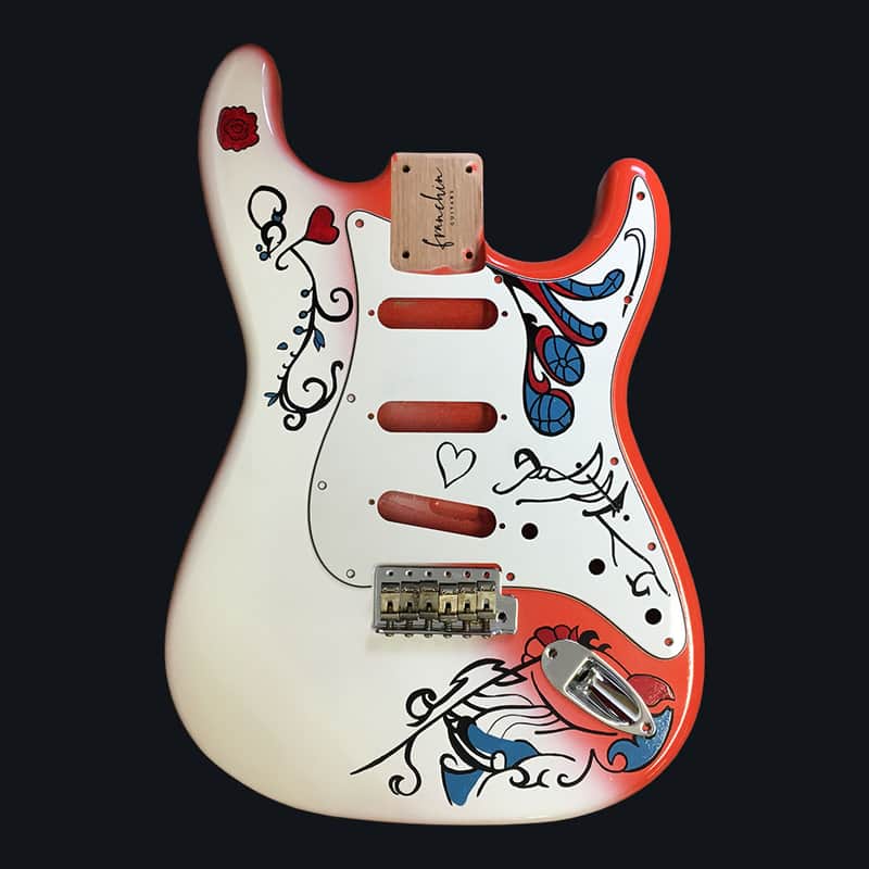 Made to Order - FRANCHIN Mercury guitar body and pickguard Jimi Hendrix MONTEREY REPLICA White and Red 100% Nitro Lacquer Alder Stratocaster-Strat-S-Style Made in Italy image 1