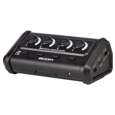 Zoom ZHA-4 Handy Headphone Amplifier with Closed-Back Studio Monitor Headphones and Platinum Pro 10' TRS 1/4" Male to 1/4" Male Interconnect Cable with Rean by Neurik Gold Connectors image 1