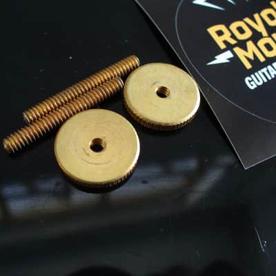 Gibson AGED soft brass 50 thumbwheels + posts for vintage ABR-1 bridge Les Paul Royal Mount 2025 - Gold image 5
