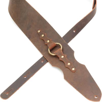 LM Products The Ragnarok Viking Series Leather Guitar Strap - Brown image 1
