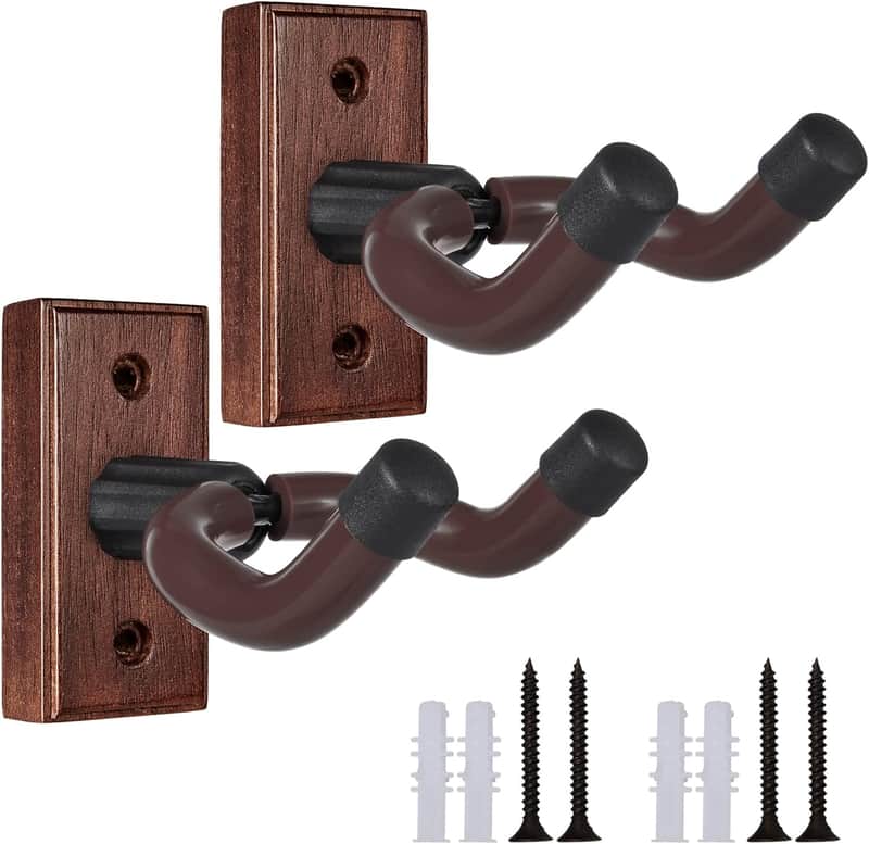 Guitar Wall Mount 2 Pack Wood Guitar Hanger for Safe Storage and Display Sturdy Wall Hanger for Acoustic Electric Guitar Bass Banjo Mandolin image 1