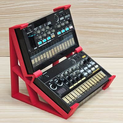 The Analog Source 2 Tier Gen 3 RED Desktop Stand for Volca Beats Bass FM Keys Nubass Loop Sample Synthesizer Mixer Drum Rhythm Machine Sampler