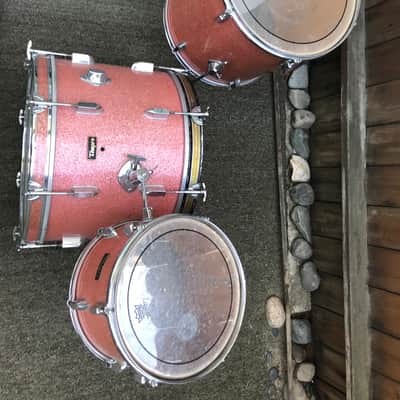 Tempro Pearl stencil drum set 1970's Pink sparkle image 6