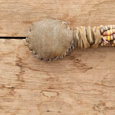 Traditional Corn Cob Rattle - Handmade Native American Style Rawhide Shaker image 7